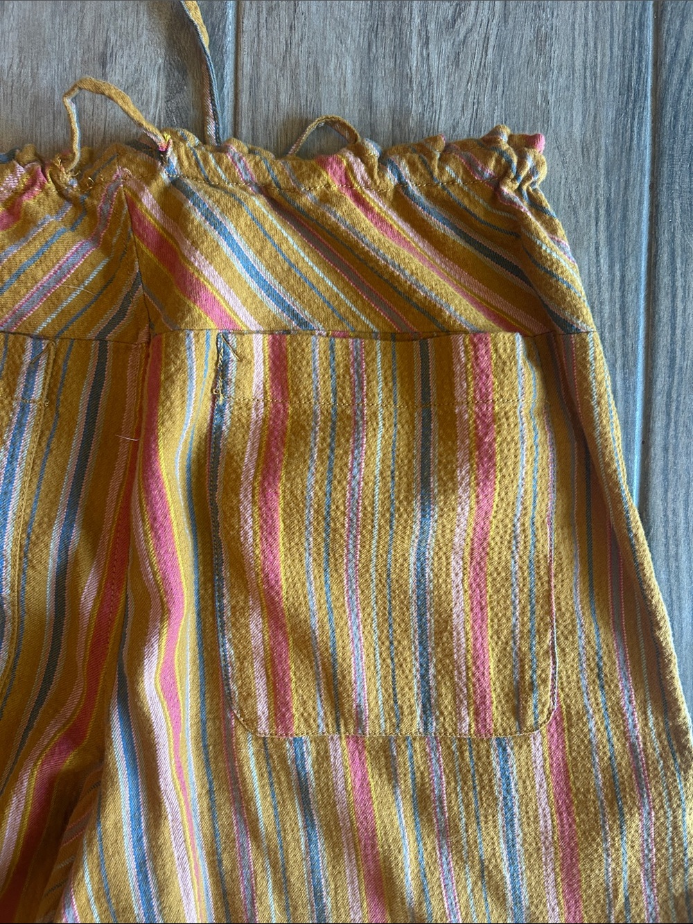 Free People Hudson Canyon Pants, Yellow Multi-Stripe Linen-Blend Drawstring Pant - Picture 6 of 6